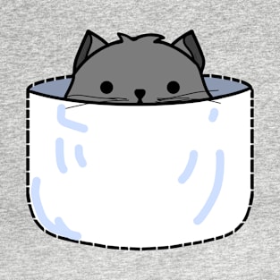 Grey Pocket Kitten T-Shirt